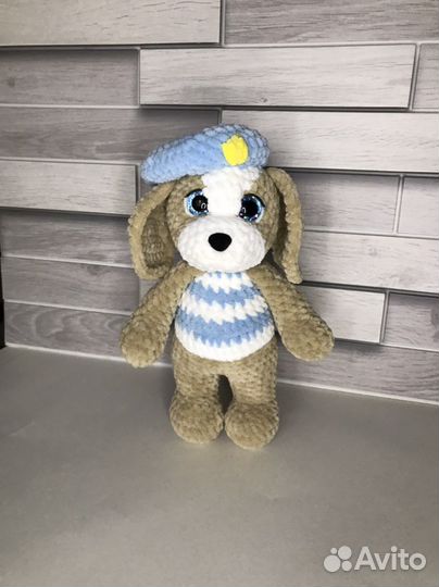 Плюшевая вязаная игрушка Пёсик Рекс