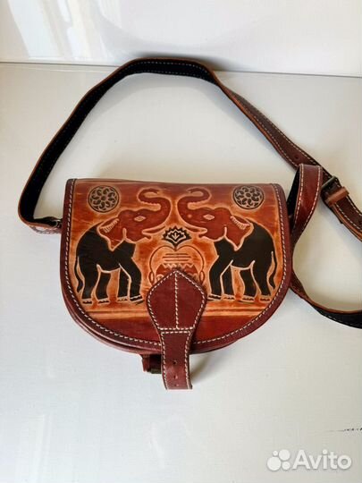 Сумка женская со слонами кожаная