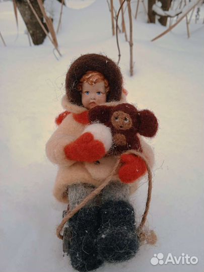 Ватная игрушка из шерсти подарок на 14 февраля