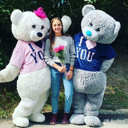 Аниматор Белый Розовый мишка Ростовая кукла