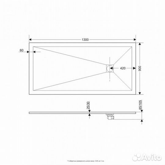 Душевой поддон RGW ST-0139W 130x90