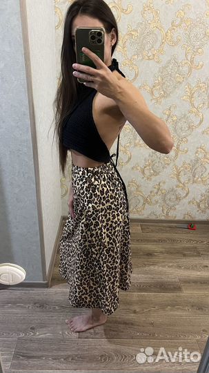 Юбка леопардовая миди