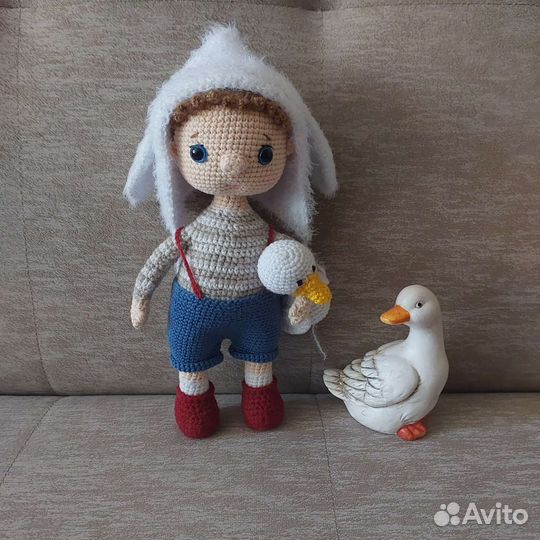 Малыш, мальчик-зайчик и лягушонок ручной работы