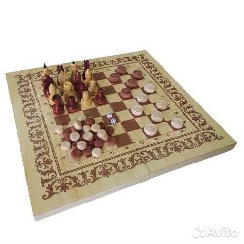 Игра 3 в 1 (нарды, шашки,шахматы) Россия