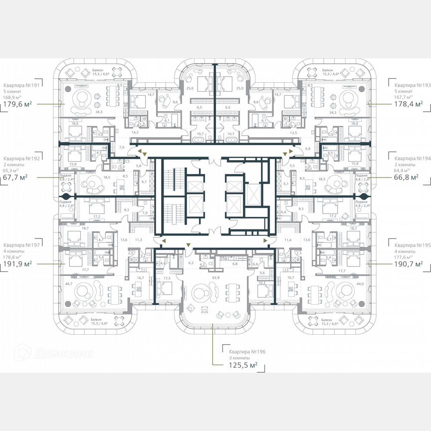 2-к. квартира, 125,5 м², 19/19 эт.