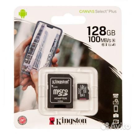 Карта памяти microsdhc 128Gb Kingston Class 10 + a