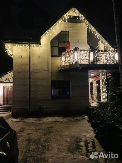 Украшение дома гирляндами / Монтаж гирлянд