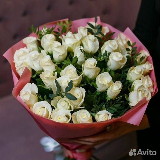Букет из 35 белых роз Цветы Розы Владимир