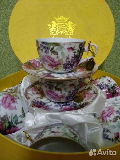 Китайский фарфоровый чайный сервиз 6 персон. Новый