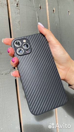 Чехол на Apple iPhone карбоновый черный