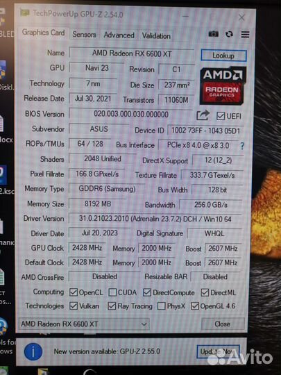 Asus ROG strix RX6600XT (гар. Онлайнтрейд)