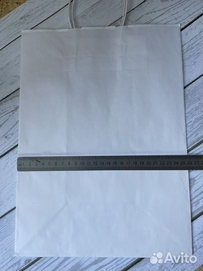 Пакеты белые бумажные с витой ручкой 26*35*14