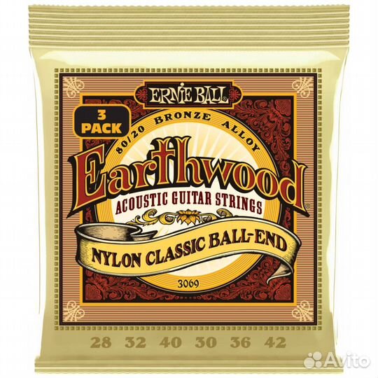 Ernie ball 3069 Earthwood 80/20 Folk Nylon 3 Pack