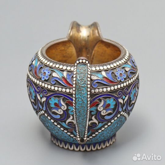 Молочник 1893г серебро 84 перегородчатая эмаль