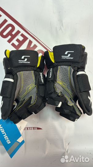 Краги Bauer Mach 9 черные с белой полоской