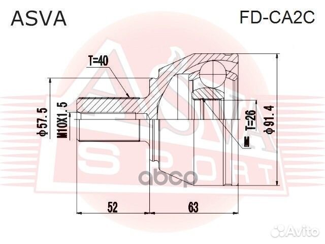 ШРУС внешний перед прав/лев fdca2C asva