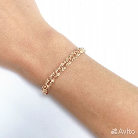 Золотой браслет тройной бисмарк кайзер (рнд)