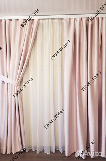 Шторы готовые блэкаут 100проц. нежно - розовый