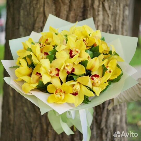 Букет цветов 530 Орхидеи желтые 45 шт