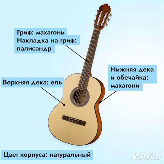 Классическая гитара Parkwood PC75 3/4 с чехлом