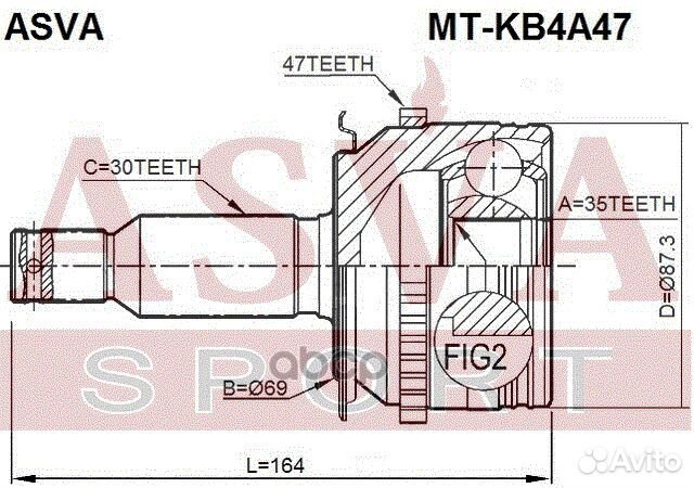 ШРУС внешний перед прав/лев mtkb4A47 asva