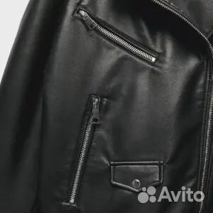 Кожаная куртка Zara, черный