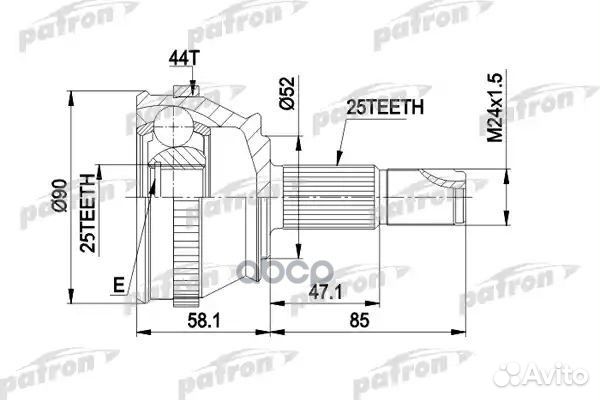 ШРУС наружн к-кт 25x52x25 ABS:44T alfa romeo: