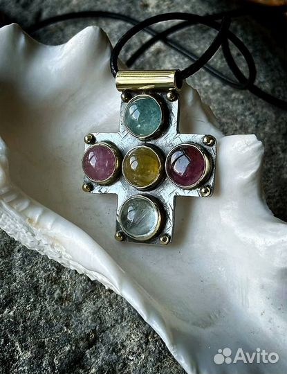 Восхитительный Крест турмалин гелиодор аквамарин