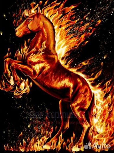 Алмазная мозаика 30x40 Огненный конь