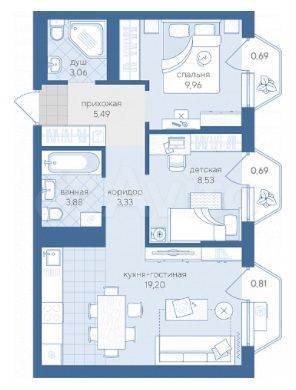 2-к. квартира, 56 м², 11/17 эт.
