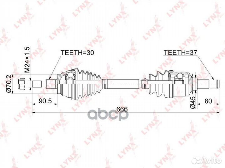 Привод в сборе MB W164 05- передн.лев. CD1080 L