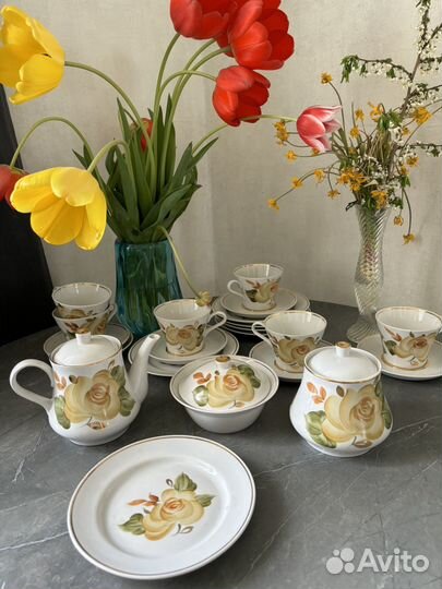 Сервиз чайный новый СССР чайная роза пролетарий