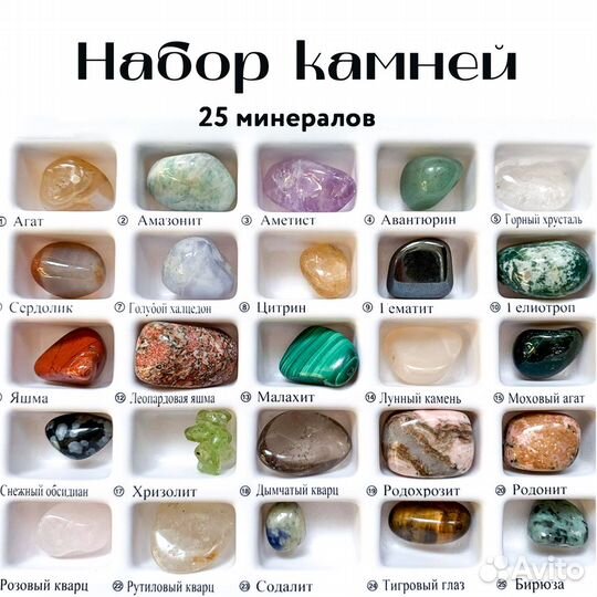 Набор 25 натуральных минералов