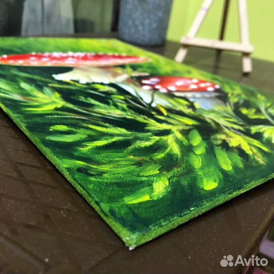 Картина масло грибы мухоморы натюрморт