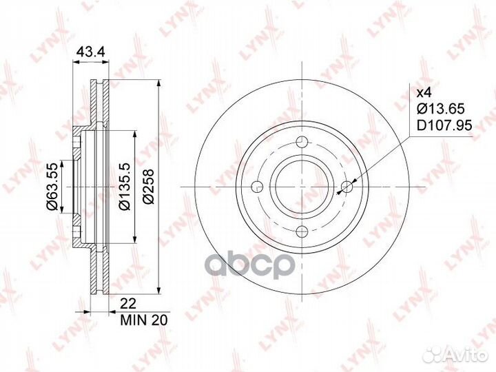 Диск тормозной перед BN1026 lynxauto