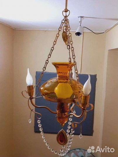 Люстра старинная 1958г с хрусталиками Керосинка