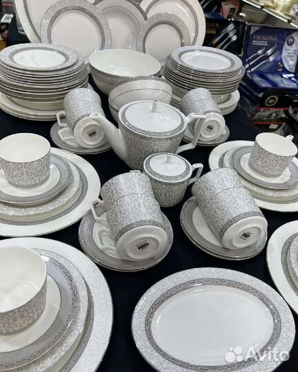 Сервиз столовый обеденный костяной фарфор 6 персон