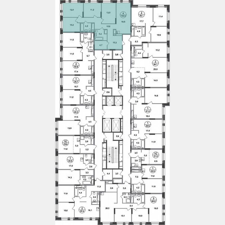 4-к. квартира, 102,4 м², 3/20 эт.
