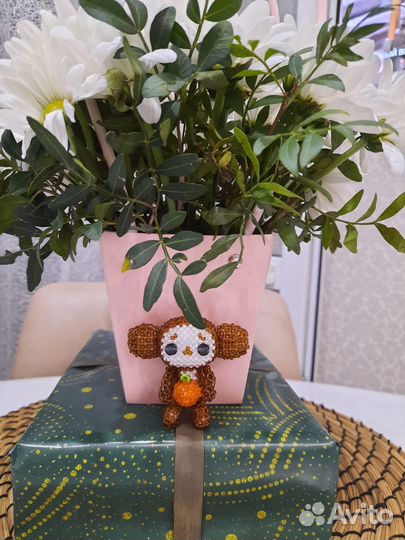 Чебурашка из бисера, амигуруми, новый