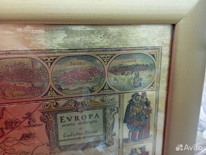 Картина постер с картой мира и материками