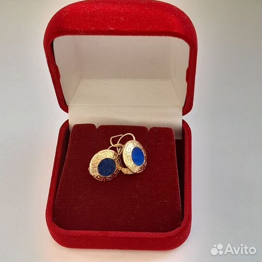 Золотые серьги с эмалью винтажные