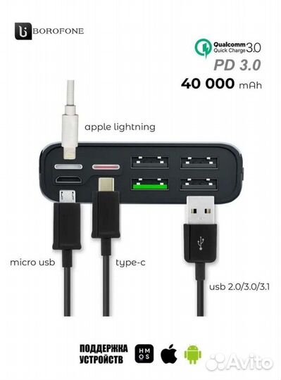 Внешний аккумулятор 40000 mAh Повербанк 40000 мач