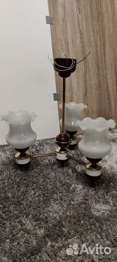 Люстра 3 рожка и потол. светильник (с лампочками)