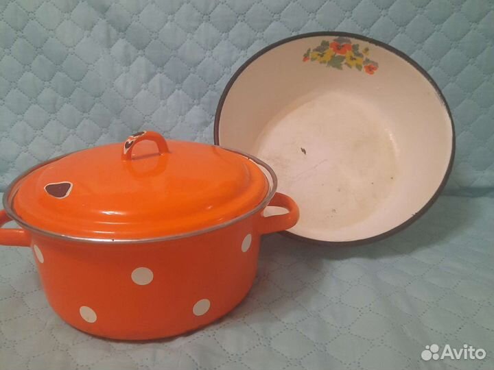 Эмалированная советская СССР посуда кастрюля чаша