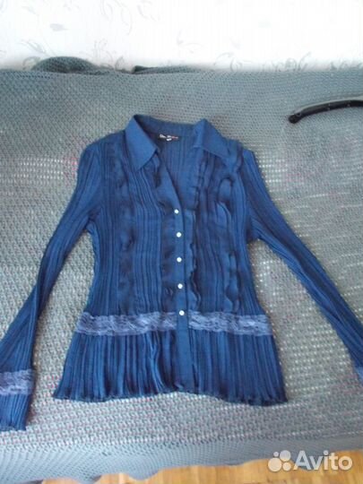 Синяя офисная блузка рубашка DeMono (новая)