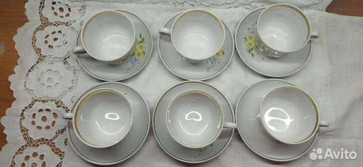 Чайные пары, бокалы, блюдца фарфор СССР