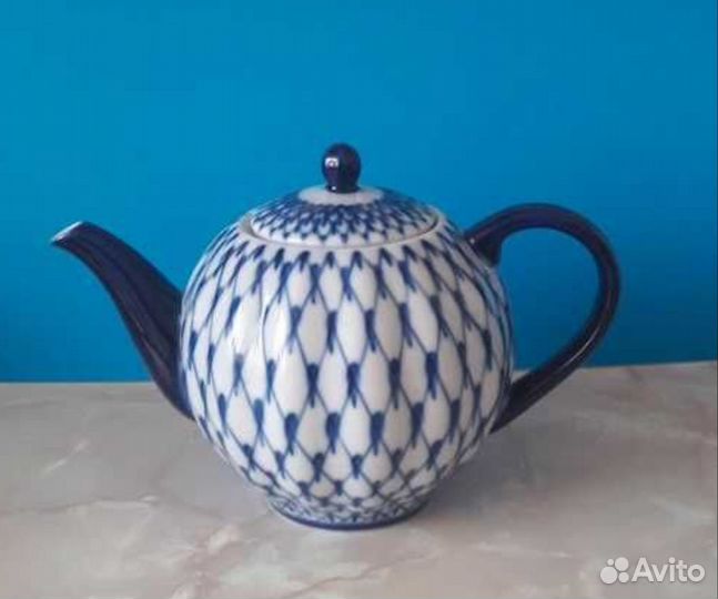 Чайник доливной лфз, кобальтовая сетка, без клейма