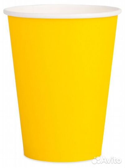 Стакан бумажный однослойный желтый 330 мл, 25 шт