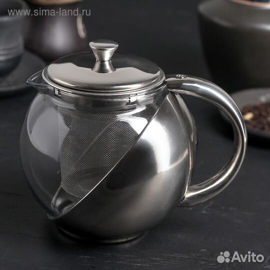 Чайник стеклянный заварочный с металлическим ситом