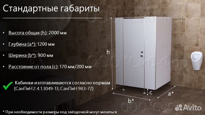 Сантехнические перегородки (Тип Г3-Л) - 3 места